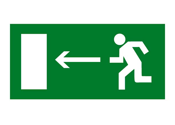 Направление к эвакуационному выходу налево (Пленка, 150х300 мм)