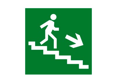 Направление к эвакуационному выходу по лестнице вверх правосторонний