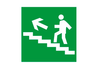 Направление к эвакуационному выходу по лестнице вверх левосторонний