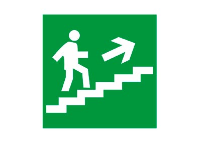Направление к эвакуационному выходу по лестнице вниз правосторонний