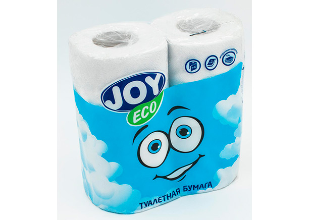 Туалетная бумага "JOY" Eco, 2 слоя, 4 рулона, 17.5м